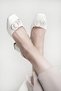 Abela Imported Buckle Detailled Knitted Patent Leather Women's Shoes White