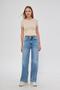 Women's Beige Crew Neck Short Sleeve Badi Crop Cotton Body 4020 - 4