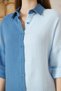 Women's Muslin 100% Cotton Casual Color Block Two-Color Long Sleeve Blue Shirt 700-3458275 - 7