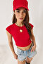 Women's Red Crew Neck Short Sleeve Basic Camisole Crop Top T-Shirt 60602044 - 3