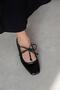 Sara Women's Ankle Strap Wrinkled Leather Ballerinas Black - 2