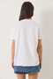 Women's White Sequin Accessory Slit Detailed Short Sleeve T-Shirt 60602029 - 7