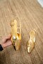 Helis Gold Buckle Asymmetrical Cut Women's Ballerinas - 2