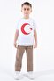 Boy's Turkish Flag White Tshirt Combed Cotton