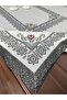 Luxury Stain-Resistant Linen Printed Tablecloth 160X220 Antique Gray Claret Red - 4
