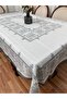 Luxury Stain-Resistant Linen Printed Tablecloth 160X220 Antique Gray - 2
