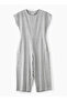 Girls' Grey Striped Cotton Jumpsuit