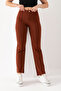 Women's Mokka Front Stripe Detailed Flared Crepe Trousers - 7