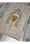 Silvery Embroidered 3 Piece Velvet Dowry Bridal Set Prayer Mat