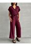 Women's Burgundy Button Detailed Belted Jumpsuit