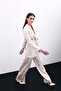 Square Patterned Belted Jacket - Beige - 4