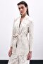 Patterned Long Jacket - Beige - 3