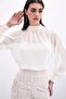 بلوزة شفافة بتفاصيل حجرية - كريمي - 6