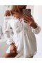 Kiss Collar Strap Chiffon Lace Chest Corset Lace Up Bohemian Embossed Shorts Jumpsuit White - 7