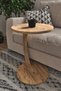 C-shaped Round End Table With Rolling Wheels - Atlantic Pine Pattern - 3
