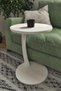C-shaped Round End Table With Rolling Wheels - White - 3