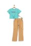 Girl 6-7-8-9-10 Years Old Summer Cargo Pocket Linen Pants Bottom Top Set - 2