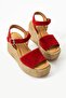 Wedge Heel Leather Straw Women's Sandals - 3