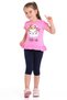 Crew Neck Cat Printed Pink Color Girls Tights Set - 5