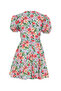Women's Red Floral Printed Double Breasted Tie-Up Mini Dress - 5