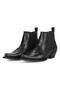 Men's Black Leather Western Cowboy Boots - 2