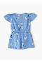 Girls' Blue Floral Button-Down Playsuit - 2