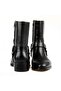 Black Leather Zippered Chelsea Men's Boots - 3