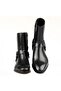 Black Leather Zippered Chelsea Men's Boots - 5