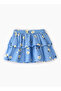Girls' Blue Floral Print Skirt