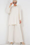 Women's Ayrobin Tunic Trousers Bottom Top Suit 6712 - Ecru