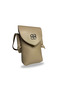 Women's Leather Beige Waterproof Phone Wallet Strap Cross Shoulder Bag - 3