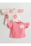 Lcw Baby Pink Crew Neck Floral Baby Girl Blouse 2-Pack