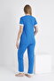 Cobalt Blue Maternity and Maternity Pajama Set Suitable for Breastfeeding - 3