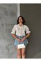 Women's Short Sleeve Embroidered Lace Detailed Summer Shirt – Lightweight and Stylish Design