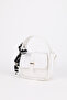Women's Gold Accessory Detailed Adjustable Strap Scarf Gift White Hand Shoulder and Crossbody Bag Milan - 7