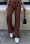 Brown Pocketed Wide Leg Women's Trousers MG1882 - 4