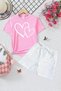 Cat and Heart Printed 2 Pcs Summer T-Shirts-Shorts Girls' Set - 3