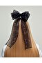 Women's Long Tulle Bow Buckle - Automatic Bow Buckle - Long Chiffon Bow Buckle - Black Kuromi Patterned