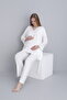 Lace Trimmed V-Neck Maternity and Maternity Pajama Set - 6