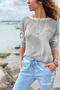 Italian Gray Long Arm Washed Soft Textured Cotton Loose Woven Blouse 65 60 - 7