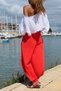 Coral Slit, Dirty Stitched Elastic Waist, Elastic Leg, Muslin Woven Trousers 95 30 - 6