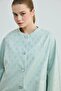 Jacquard Patterned Collarless Kaftan - Mint - 3