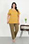 Women's Plus Size Short Sleeve Jersey Pajama Set Yellow 202505