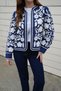 Women's Navy Blue Embroidery Detailed Jacket - 4