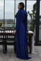 Shoulder Stone Detailed Belted Crew Neck Hijab Evening Dress Cobalt Blue 0801026 - 5