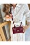 Zipper Lock Detailed Shoulder Bag Claret Red - 4