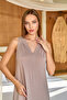 25515 Women's Mink V-Neck Sleeveless Viscose Long Nightgown - 2