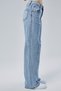 Snow Blue Widge Leg Baggy High Waist Adjustable Waist Buckle Women's Denim Trousers Palazzo Jean - 5