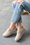 Nancy Genuine Leather Cream Women's Leather Ballerinas