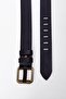 Men's 100% Genuine Leather Yellow Tubular 4.5 cm Jeans Belt Black - 4